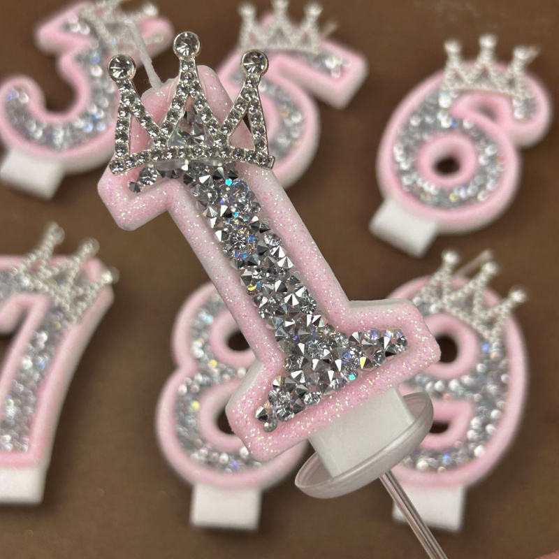 Paraffin Wax - Bougies numériques 0-9, couronne en strass